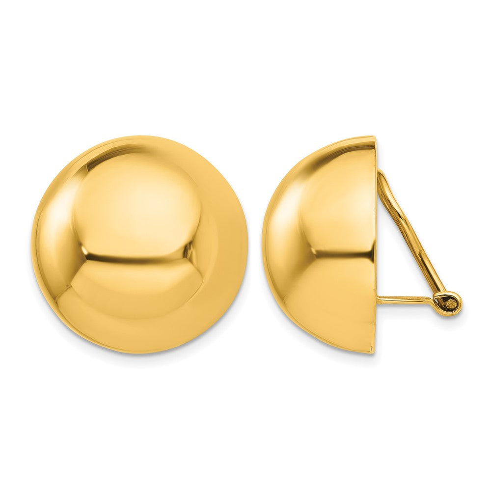 14k Polished Half Ball Omega Back Non-pierced Earrings