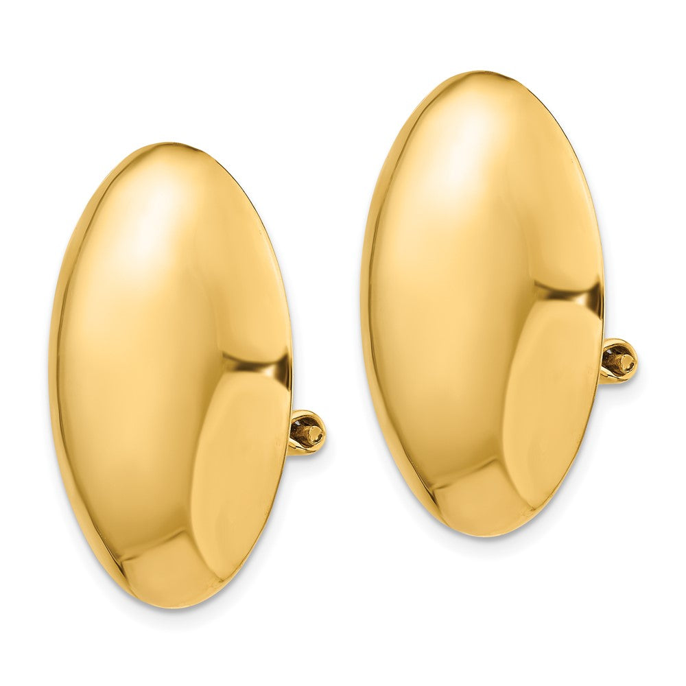 14k Polished Circle Omega Back Non-pierced Earrings