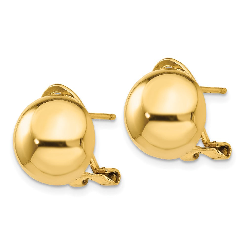 14k Omega Clip Half Ball Earrings