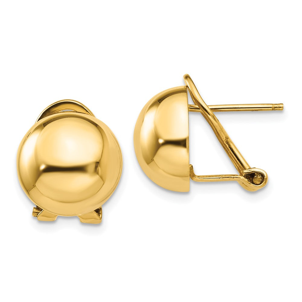 14k Omega Clip Half Ball Earrings