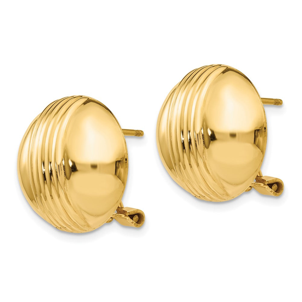 14k Ribbed Domed Omega Back Post Earrings