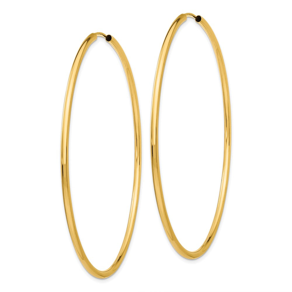 14k 2x Polished Round Endless Tube Hoop Earrings
