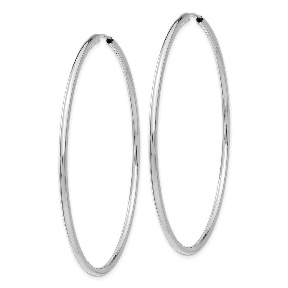14k White Gold 2x Polished Round Endless Tube Hoop Earrings