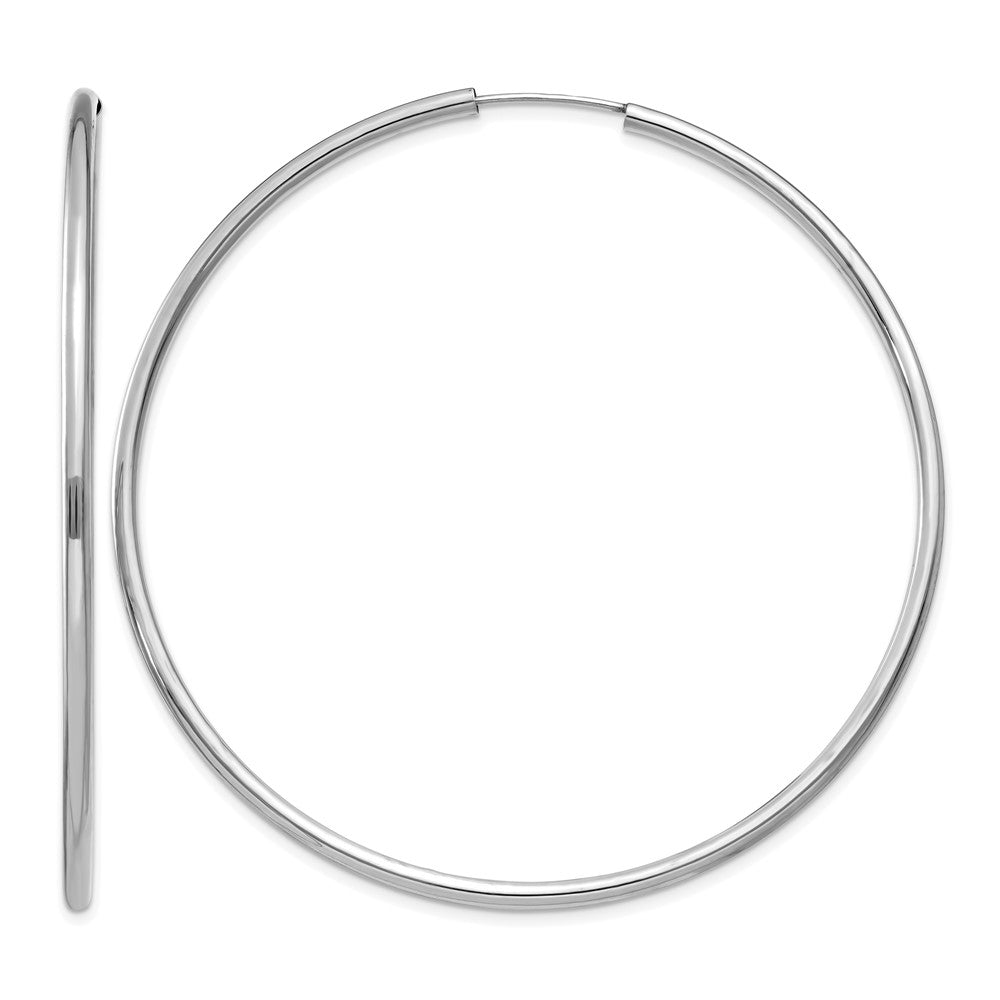 14k White Gold 2x Polished Round Endless Tube Hoop Earrings