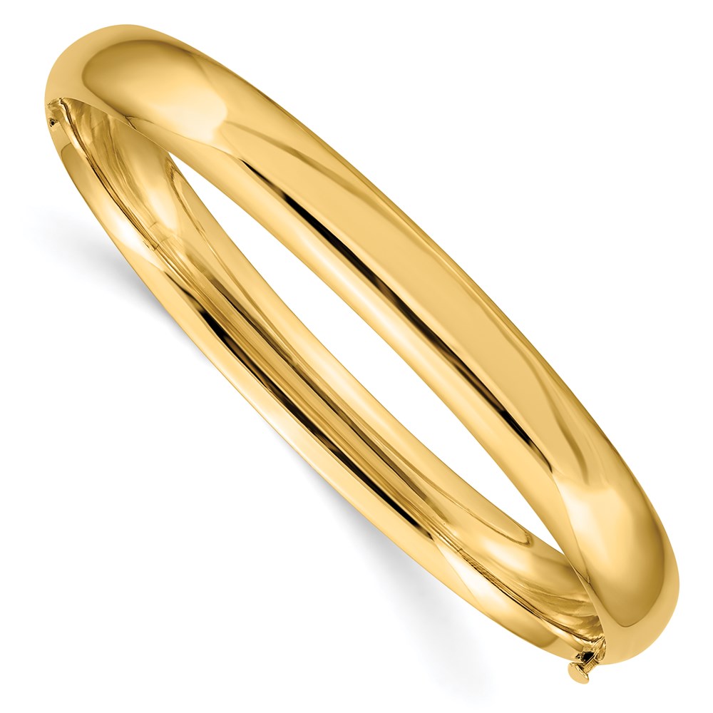 14k 5/16 High Polished Hinged Oval Bangle Bracelet