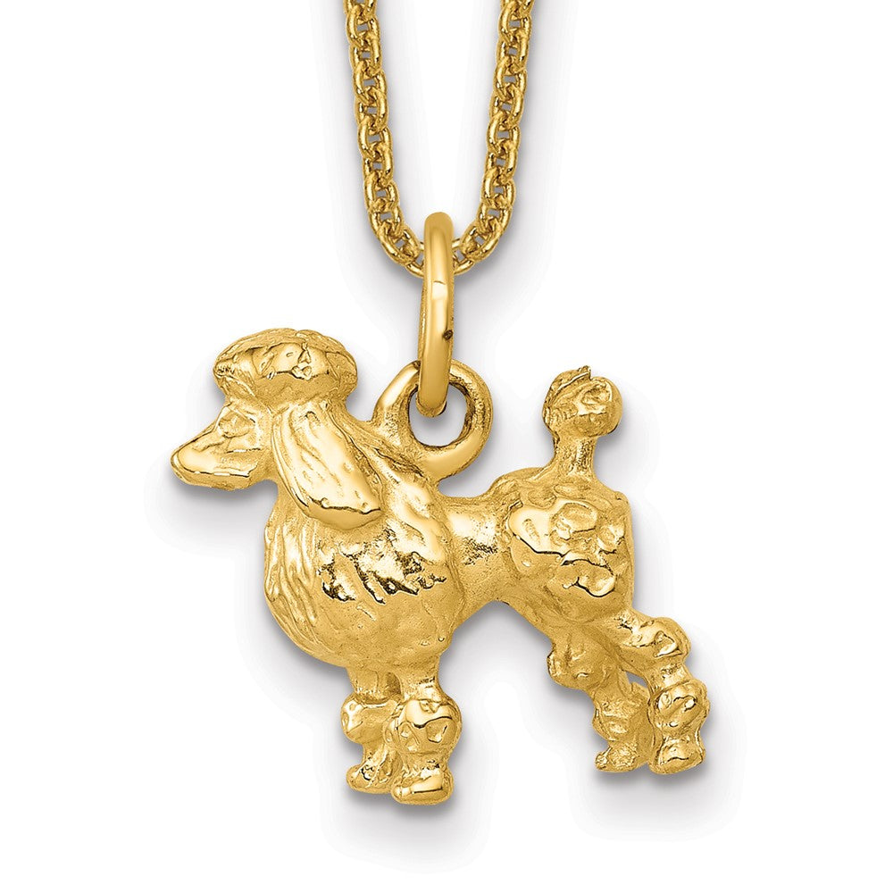 14k Solid 3-D Poodle Necklace