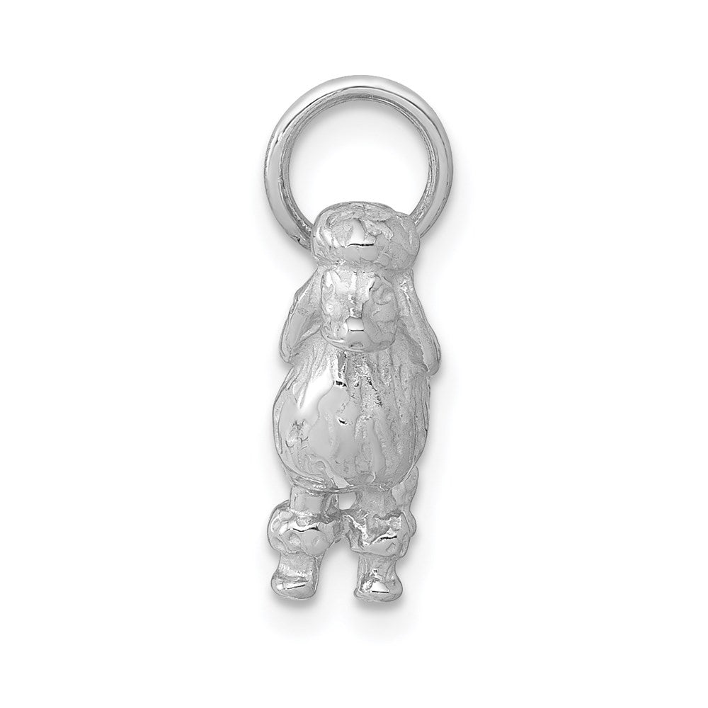 14k White Gold Solid 3-D Poodle Dog Charm