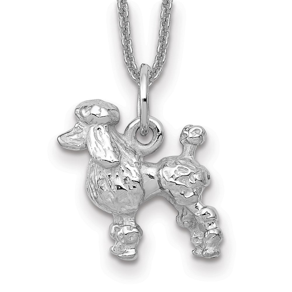 14k White Gold Solid 3-D Poodle Necklace