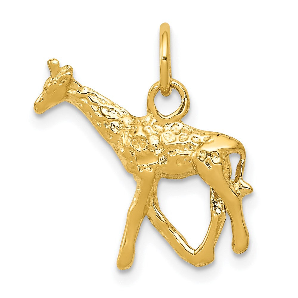 14k Solid Polished 3-D Giraffe Charm