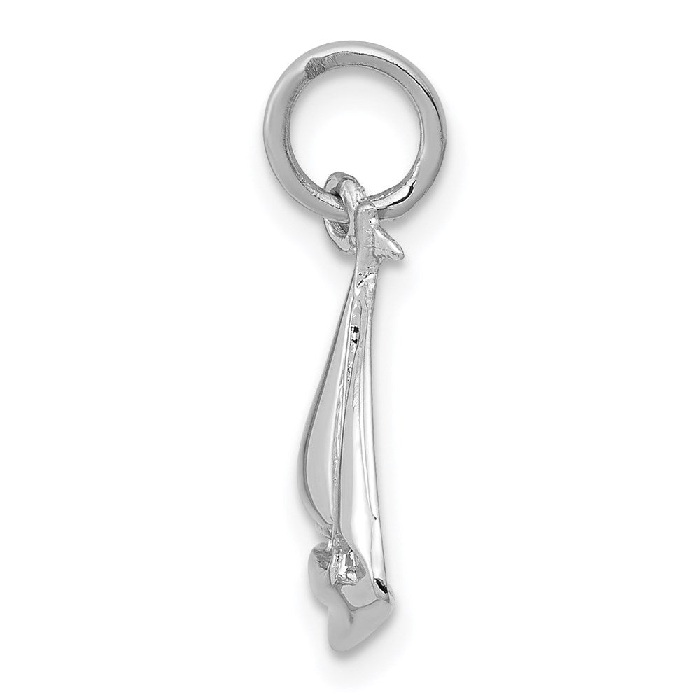 14K White Gold Solid Polished 3-D Sailboat Charm