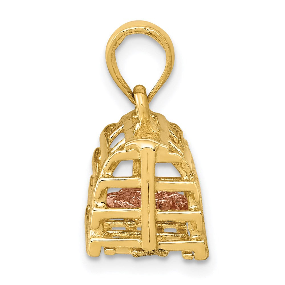 14K Two-Tone Polished 3-D Lobster Trap Pendant