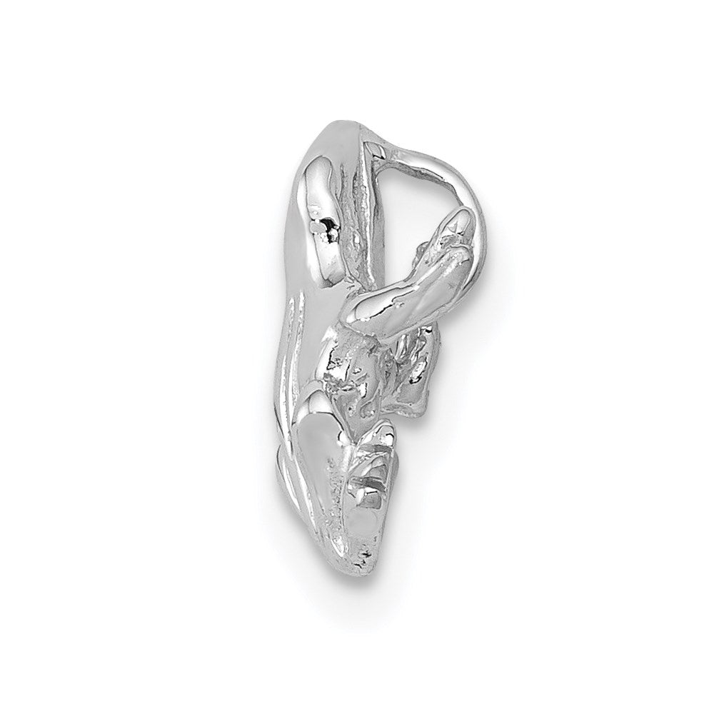 14k White Gold Solid Polished 3-D Frog Necklace