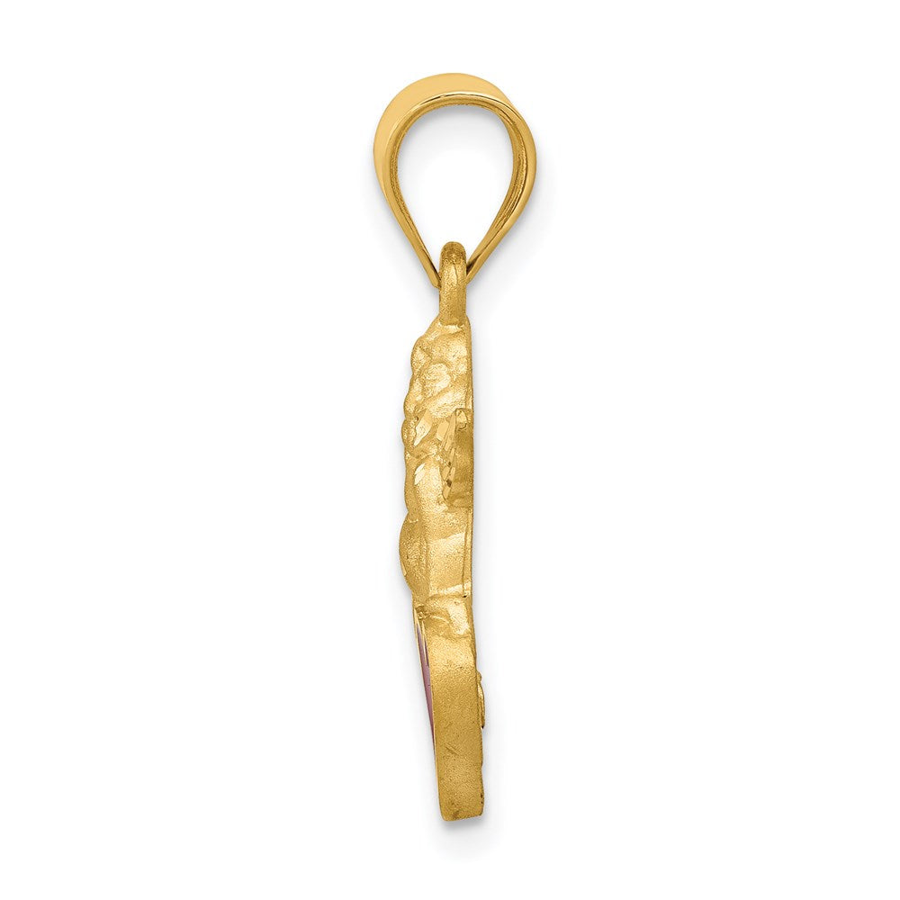 14k Red Enameled Angel on Heart Pendant