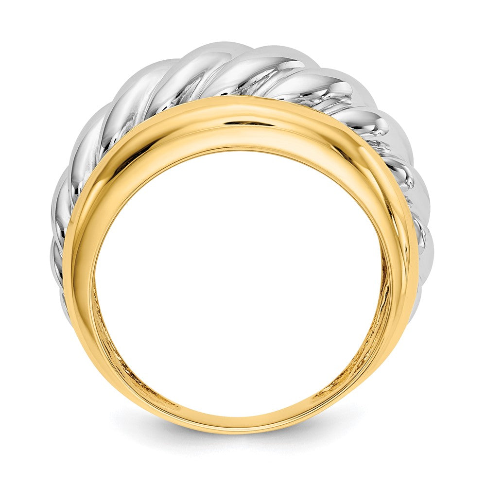 14k Two-tone Polished Twisted Dome Ring