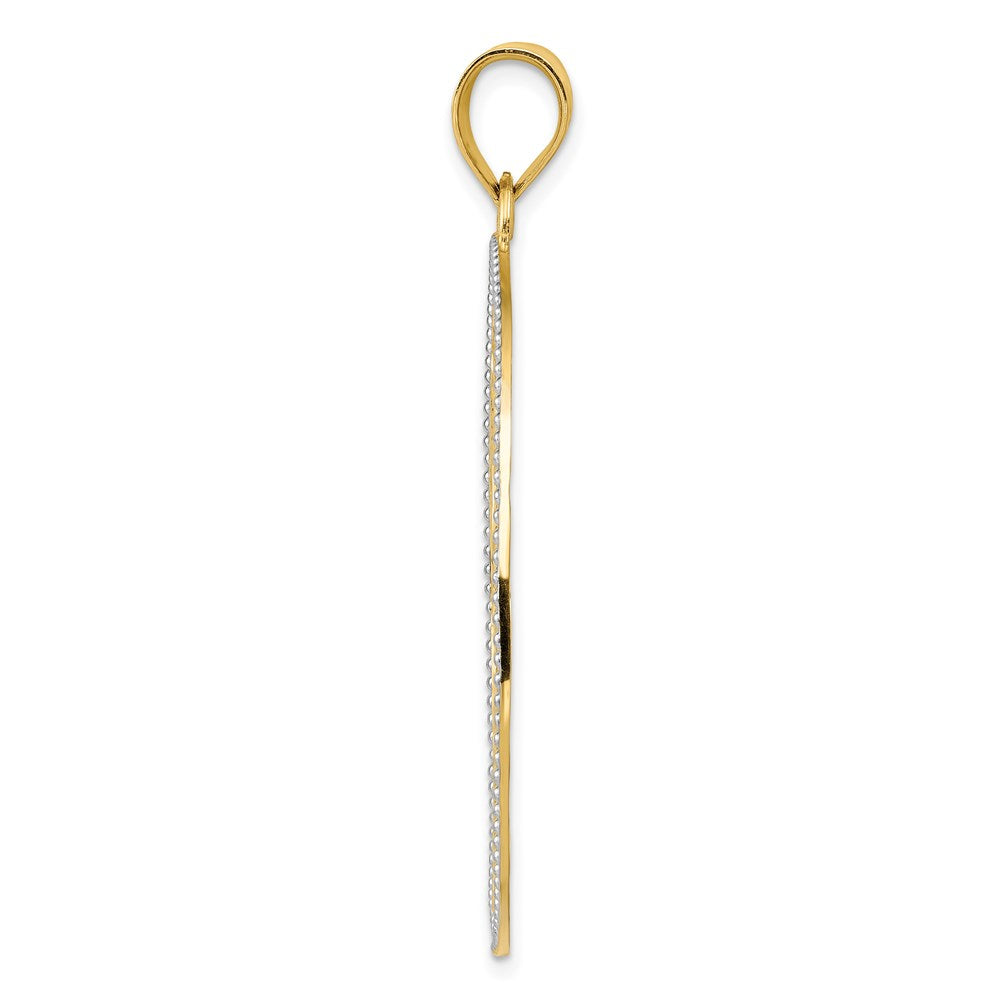 14k and White Rhodium Diamond-cut Filigree Pendant