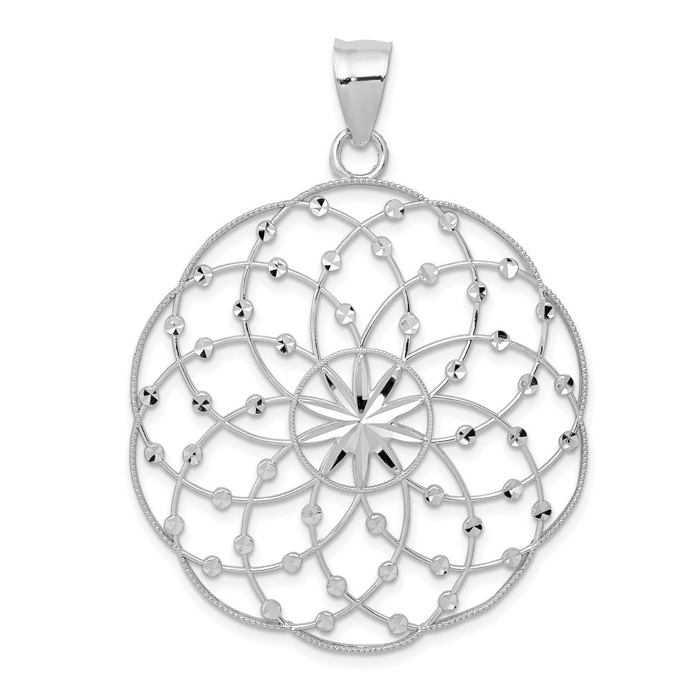 14k White Gold Diamond Cut Sphere Pendant