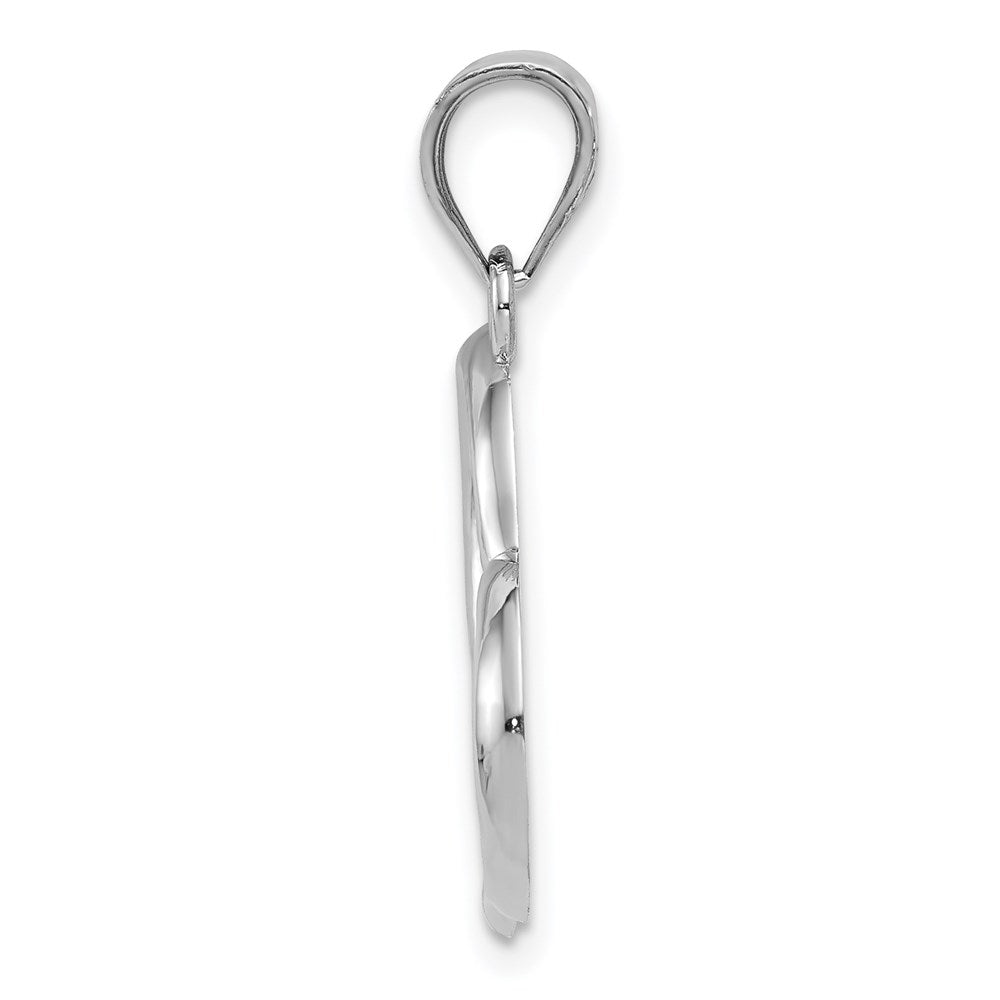 14k White Gold Polished Open Dangling Heart Pendant