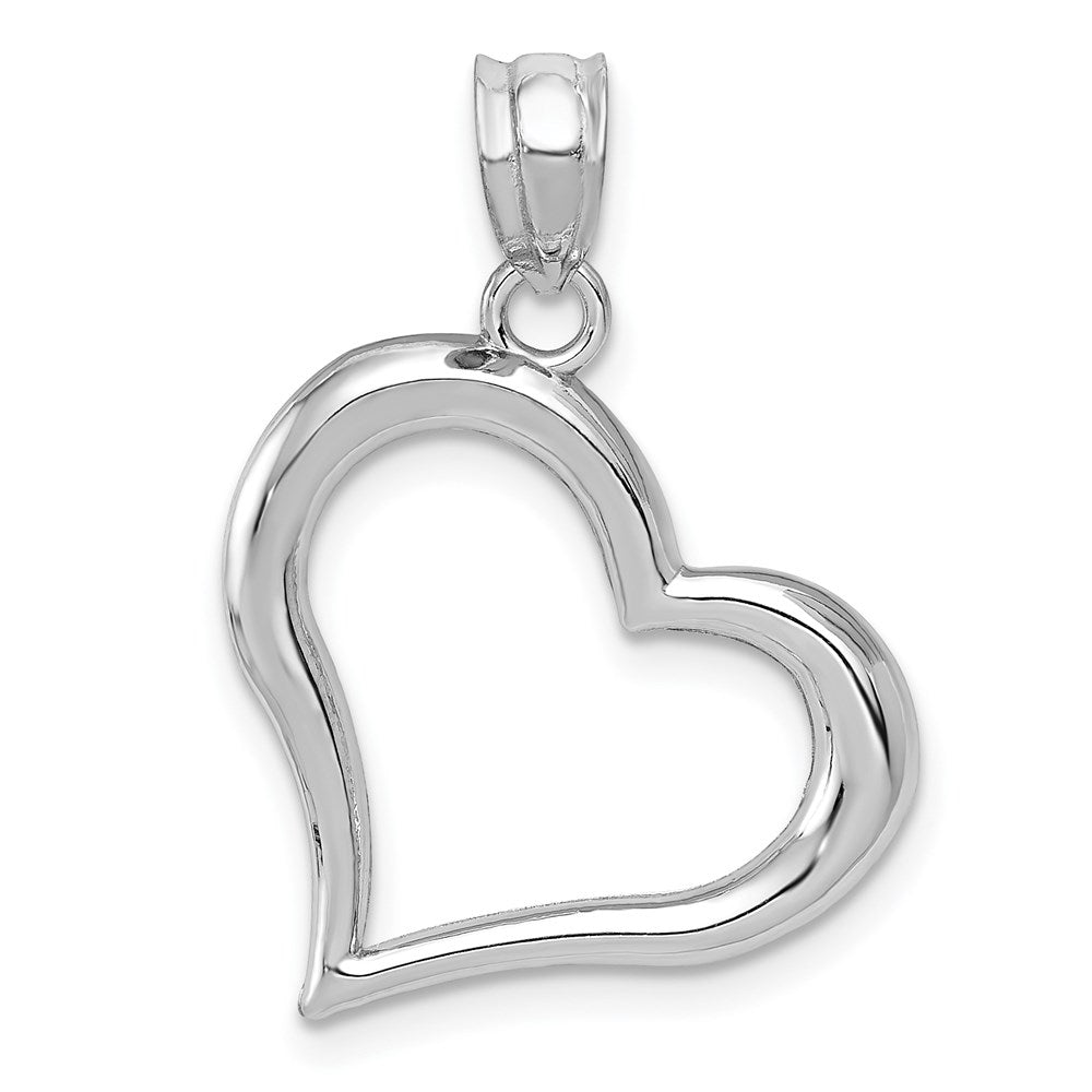 14k White Gold Polished Open Dangling Heart Pendant