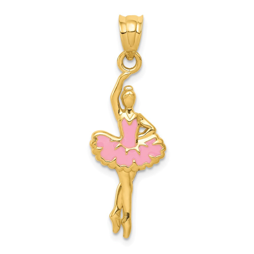 14k Pink Enameled Ballerina Pendant