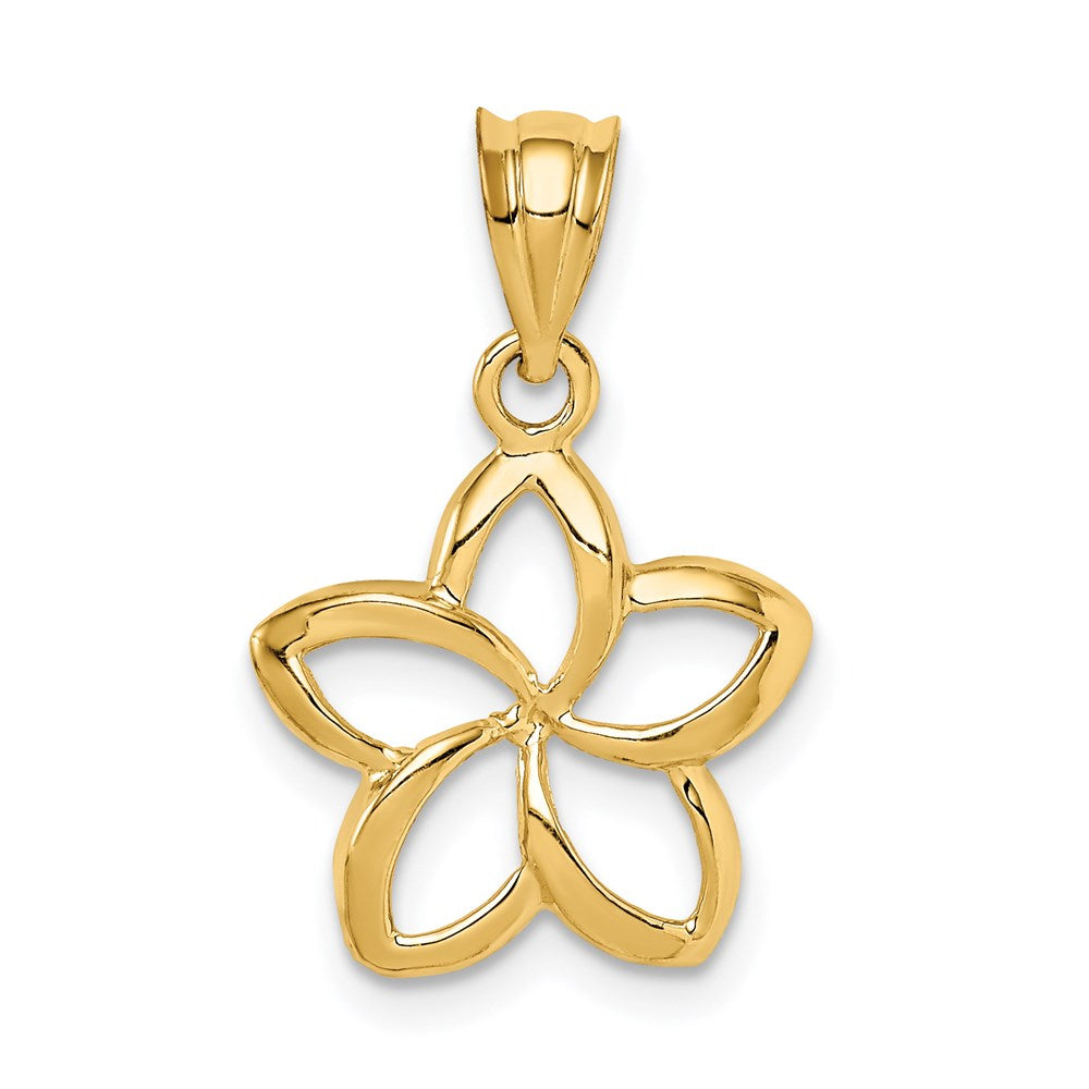 14k Polished Small Cut-out Plumeria Pendant