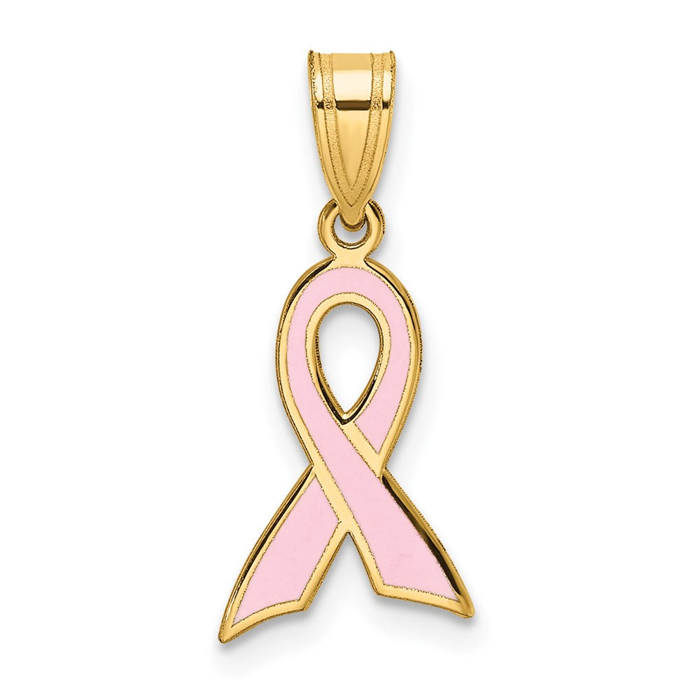 14k Small Enameled Awareness Ribbon Pendant