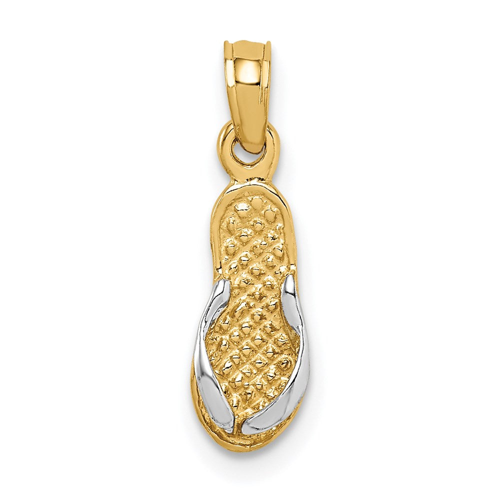 14k 3D w/Rhodium Single Flip-Flop Pendant