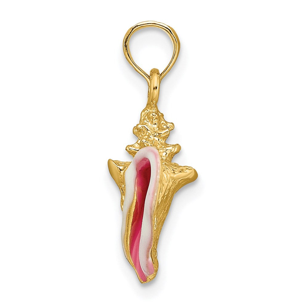 14k Enameled 3-D Conch Shell Pendant