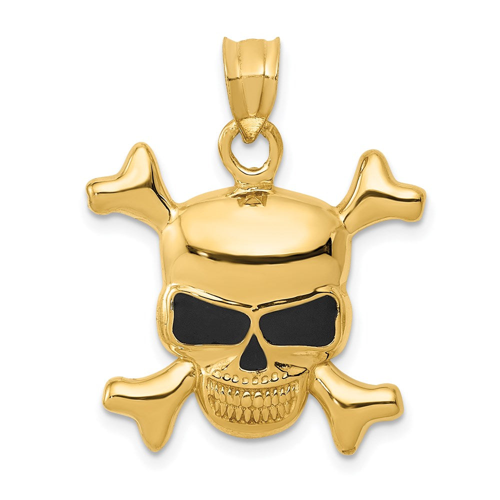 14k Enameled Skull Pendant