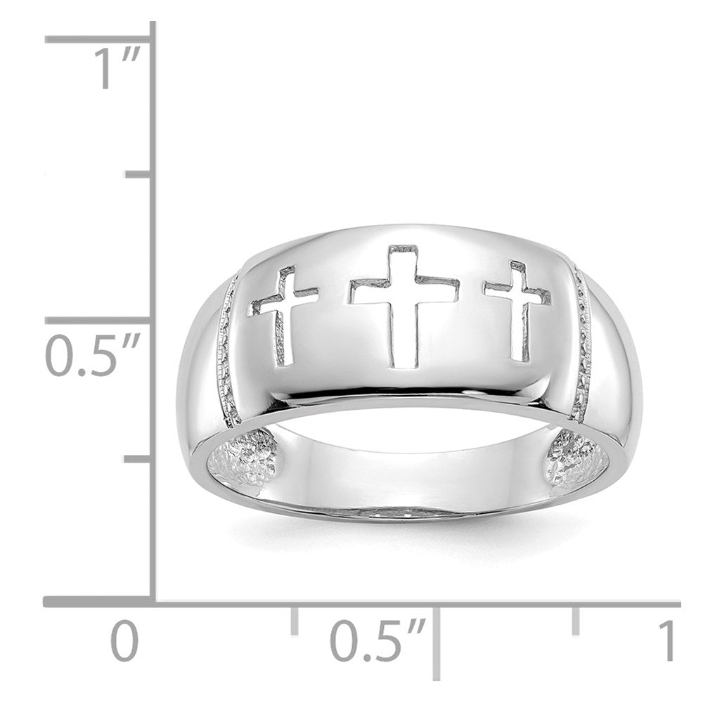 14k White Gold Polished 3 Cross Cut-out Ring