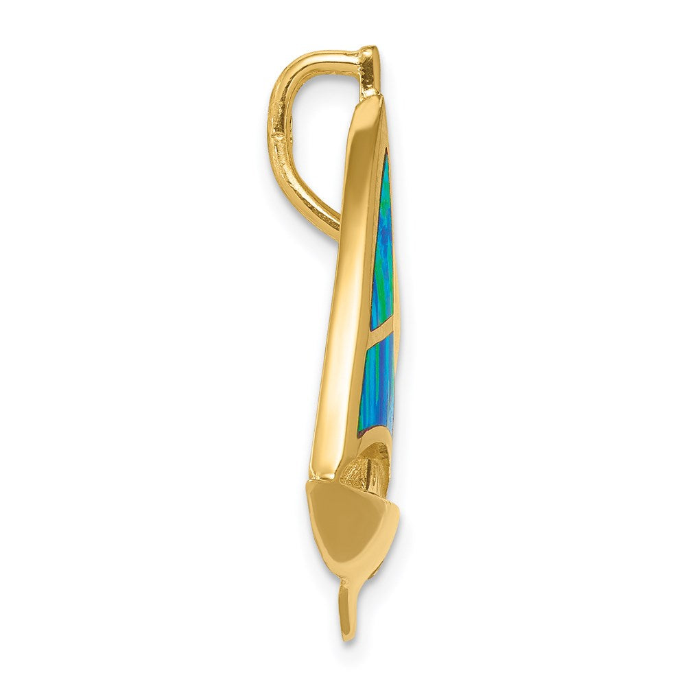 14K Lab Created Opal Sailboat Omega Slide