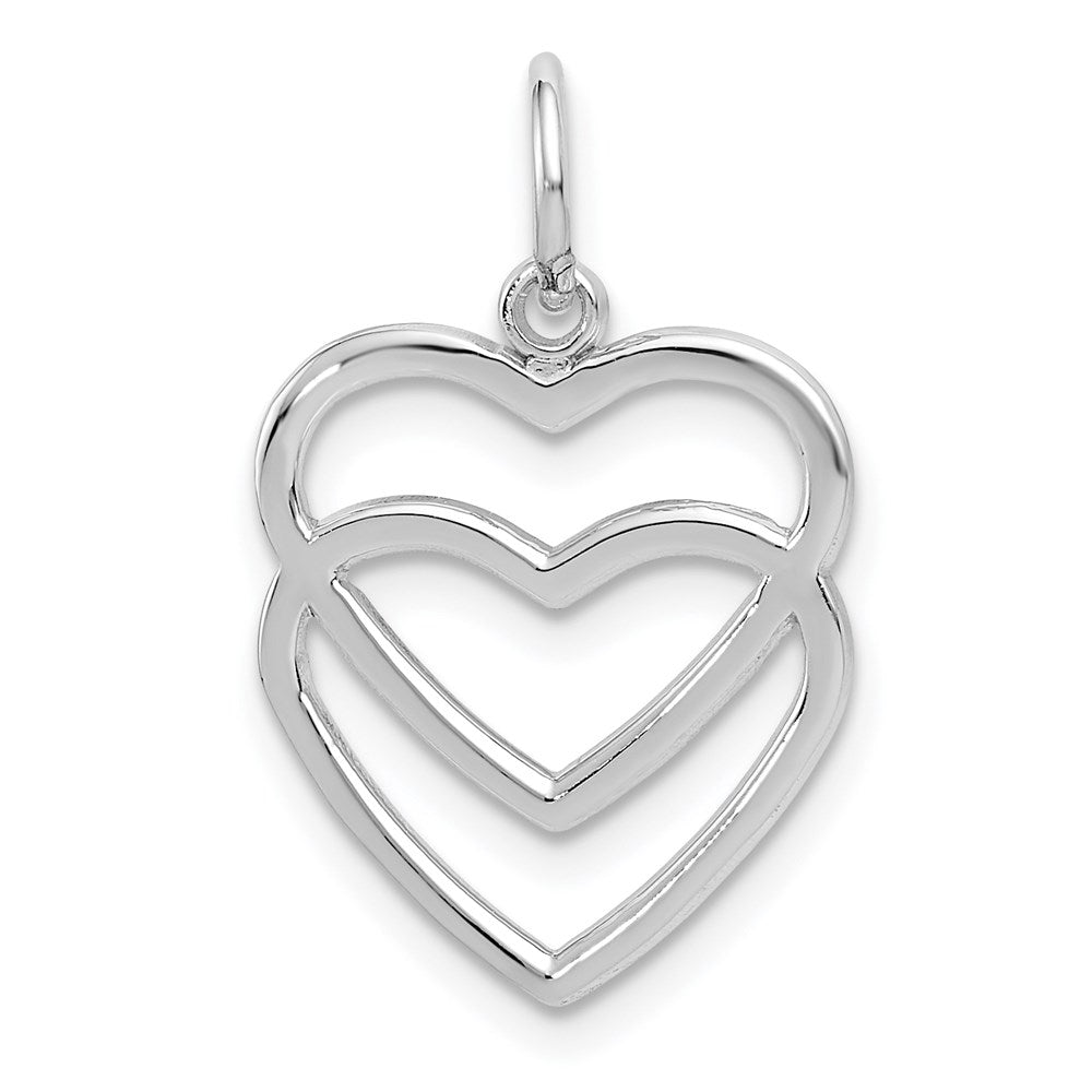 14k White Gold Double Heart Charm