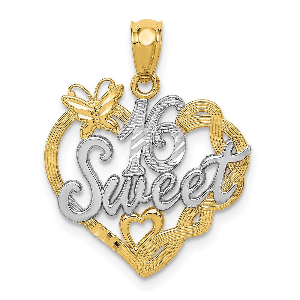 14k and Rhodium SWEET 16 Pendant