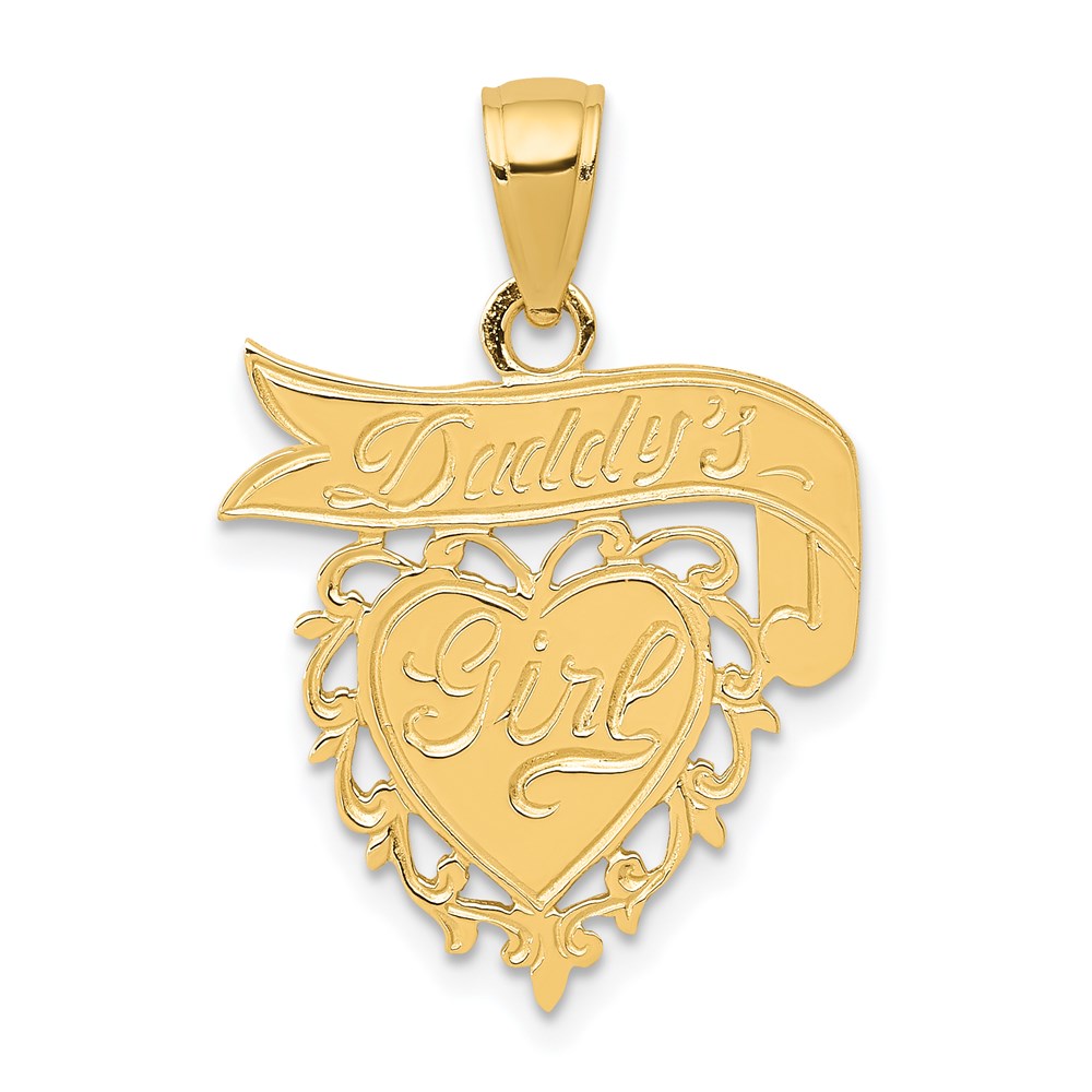 14k DADDYS GIRL Heart Pendant