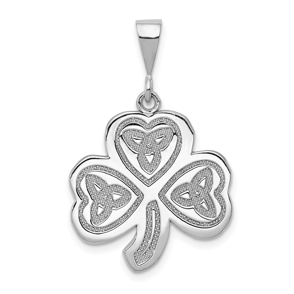 14k White Gold Trinity Clover Pendant