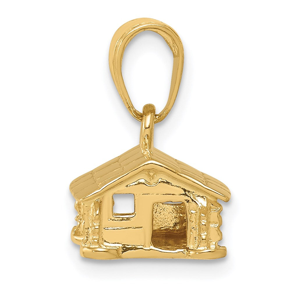 14k 3-D Log Cabin Pendant