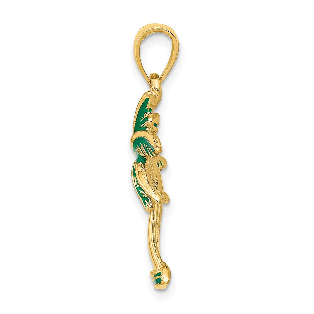 14k Enameled Palm Tree Pendant