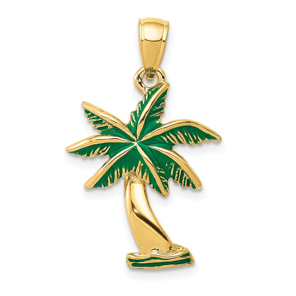 14k Enameled Palm Tree Pendant