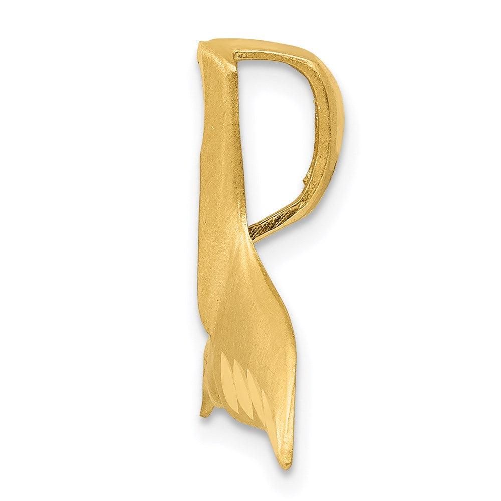 14K Satin Diamond-cut Whale Tail Omega Slide