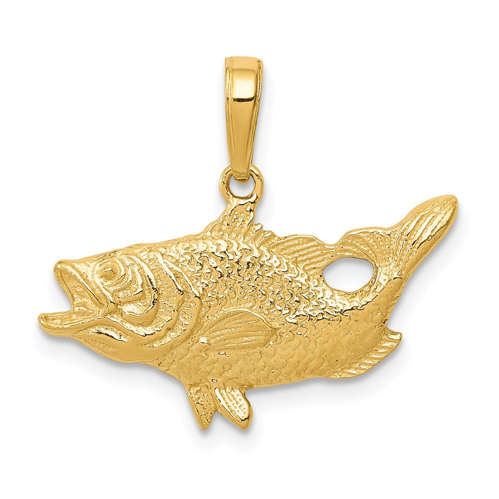 14k Open Mouthed Bass Fish Pendant