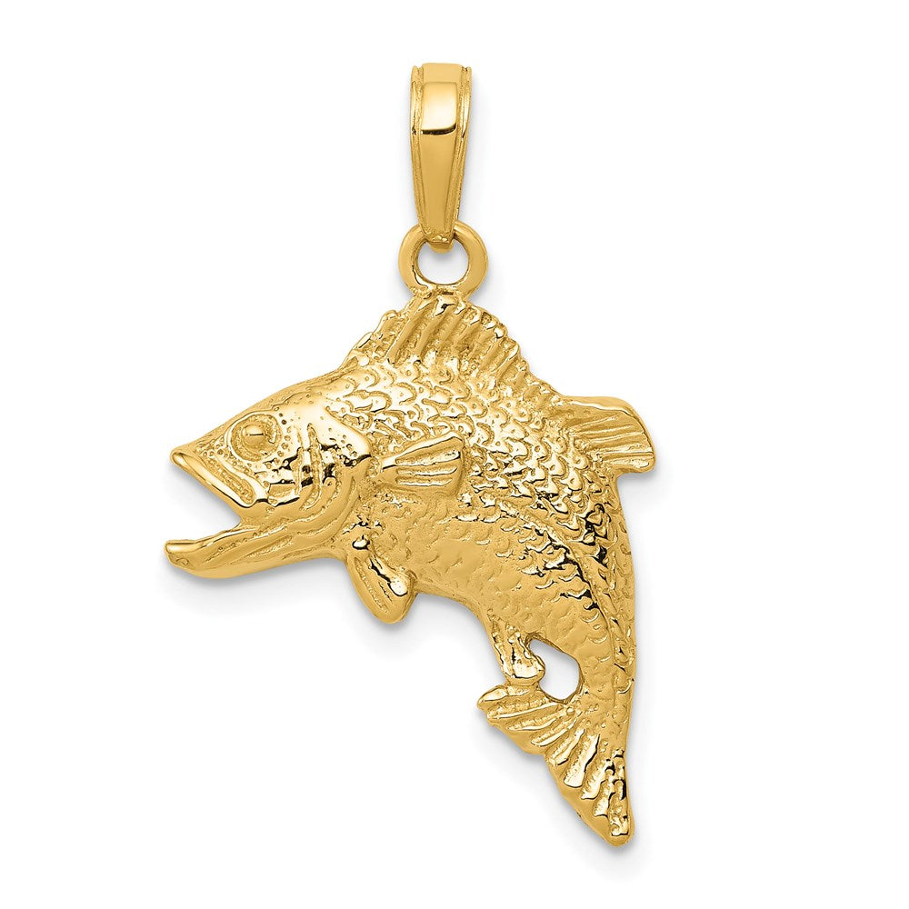 14k Jumping Bass Fish Pendant