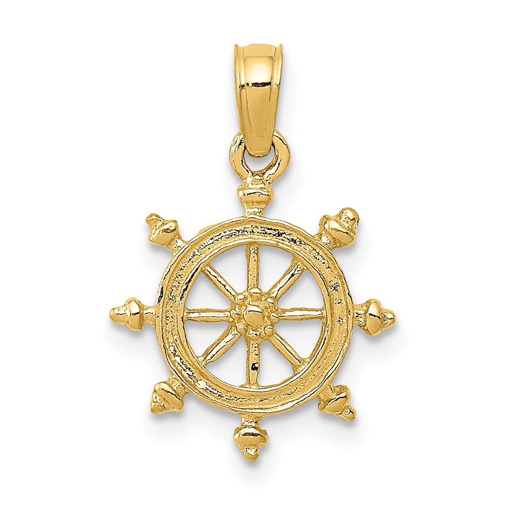 14k Ship Wheel Pendant