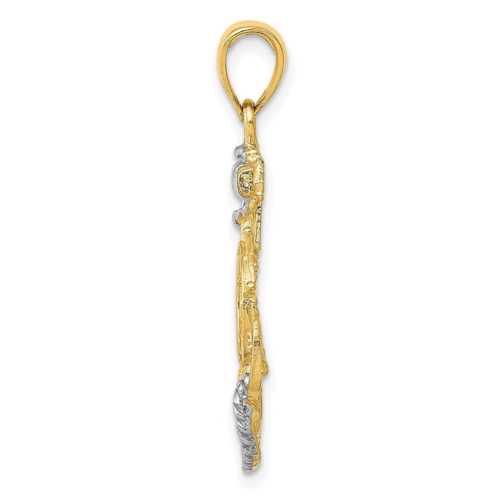 14K w/ Rhodium Anchor W/Rope Pendant