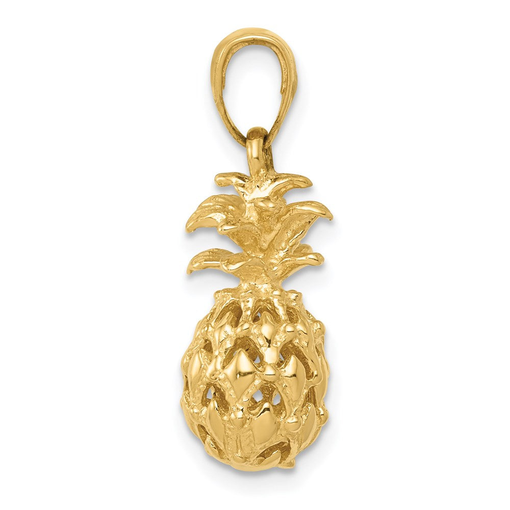 14K 3D Cut-out Pineapple Pendant