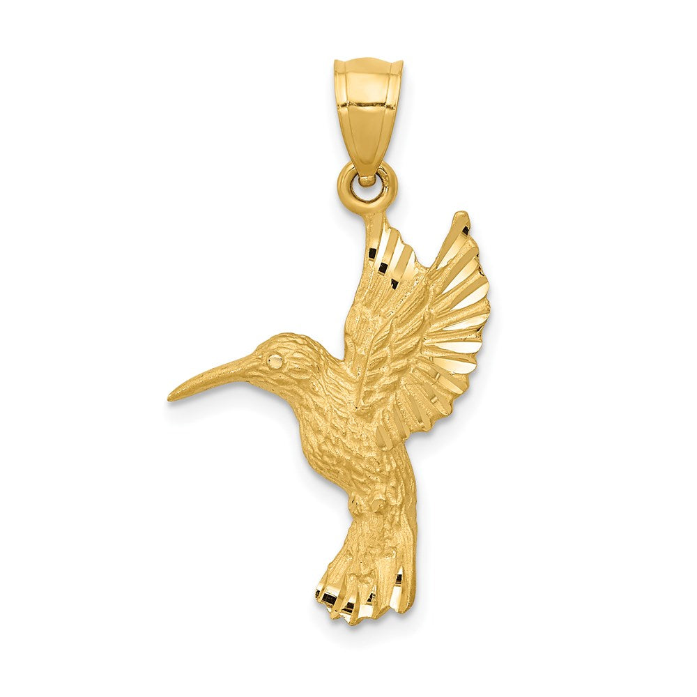 14K Diamond-cut Hummingbird Pendant