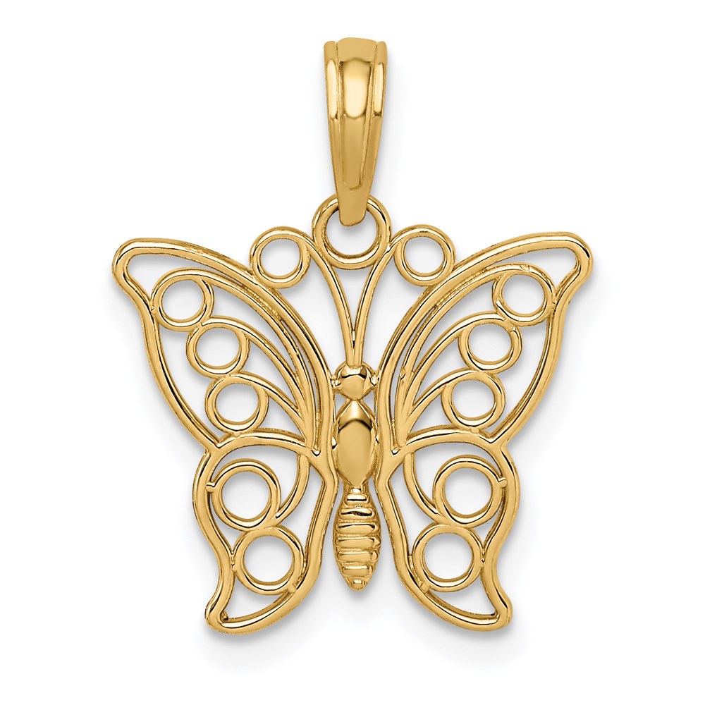 14K Cut-out Butterfly Large Pendant