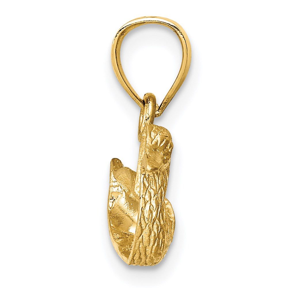 14K Diamond-cut Duck Pendant