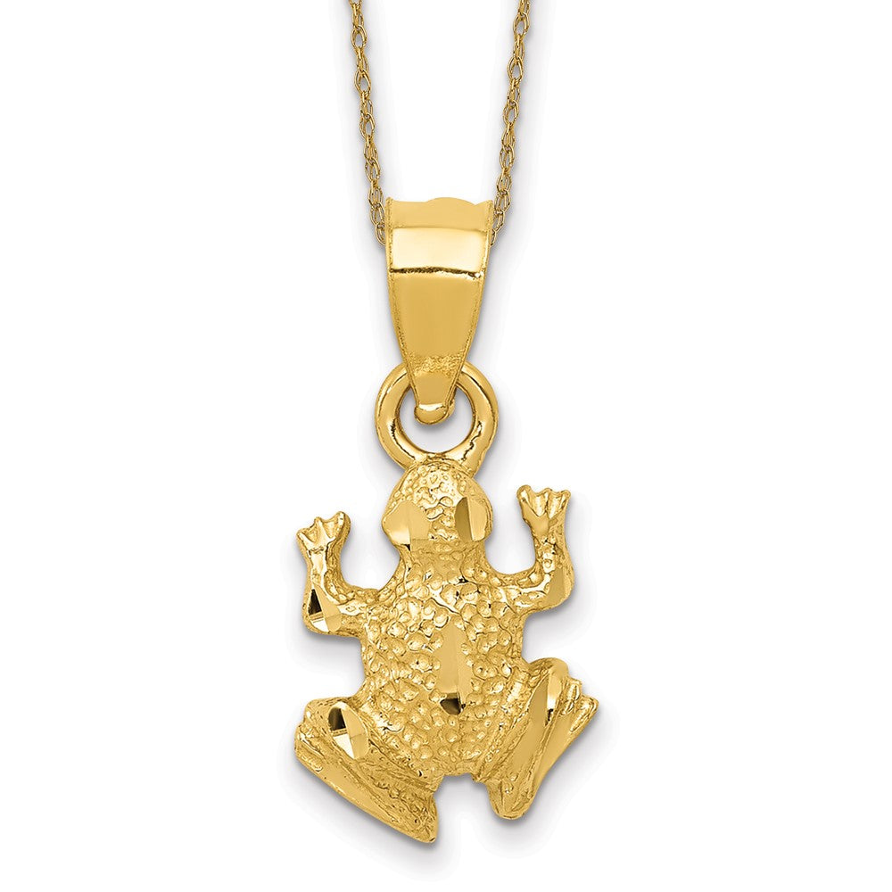 14k Diamond-cut Frog Necklace