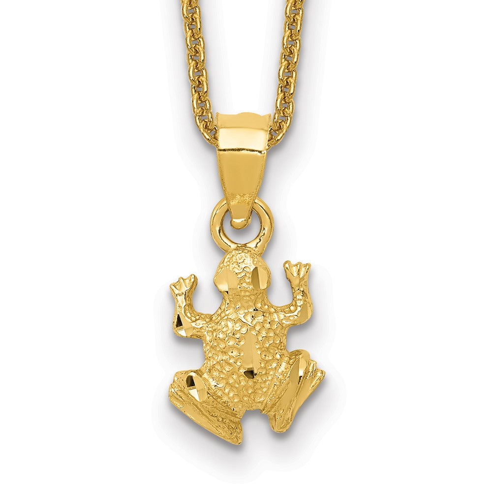 14k Diamond-cut Frog Necklace