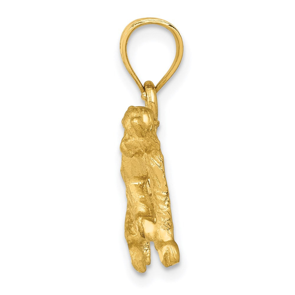 14K Satin Diamond-cut Monkey Pendant