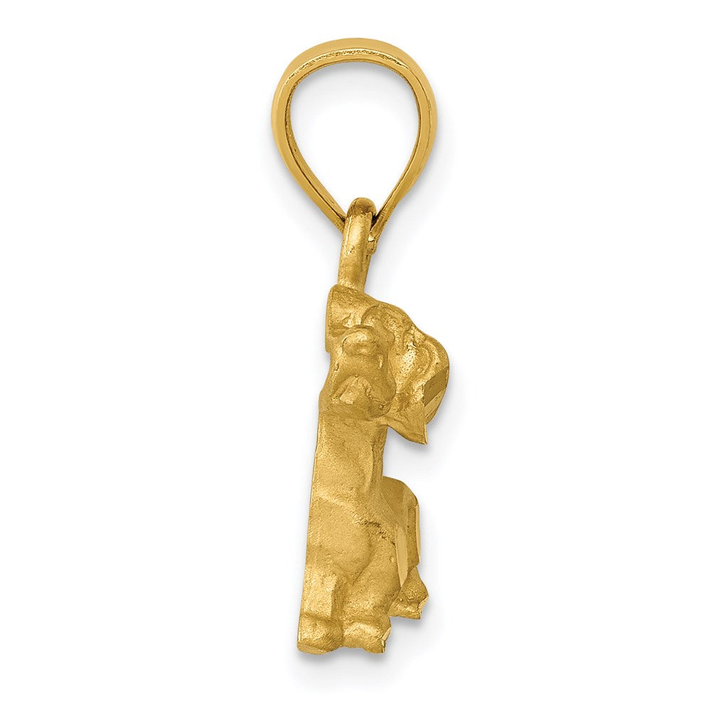 14K Satin Diamond-cut Dachshund Dog Pendant